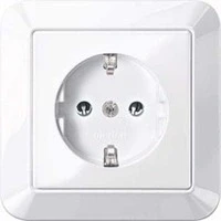 Abbildung von Merten MEG2301 1025 SCHUKO Steckdose mit voller Abdeckplatte, Steckklemmen, aktivweiß glänzend, 1 M