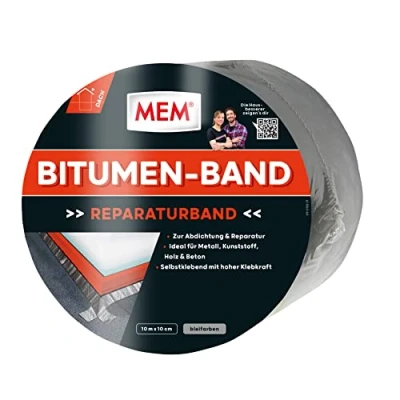 Abbildung von MEM Bitumen Band, Selbstklebendes Dichtungsband, UV beständige Schutzfolie, Stärke: 1,5 mm, Maße: 10 cm x m, Farbe: Blei