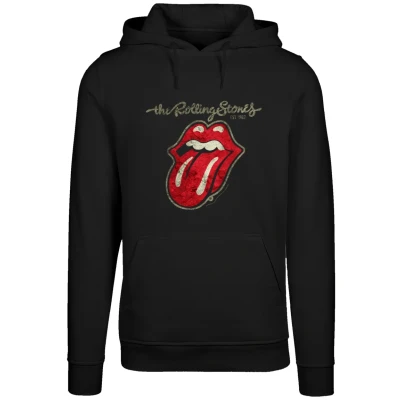 Abbildung von F4NT4STIC THE Rolling Stones Plastered Tongue Washed Kapuzenpullover, Herren, Größe: 3XL, Schwarz