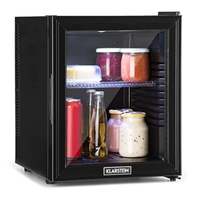 Abbildung von Klarstein Kühlschrank, Mini Kühlschrank mit Glastüre, für Getränke, Snacks &amp; Kosmetik, Klein Leise, Verstellbare Ablagen, Kleiner Skincare 12 18C, 32L