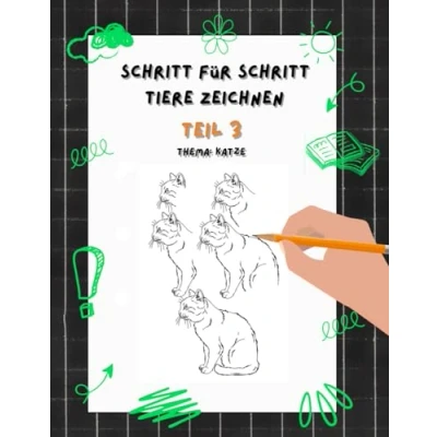 Abbildung von Schritt für Tiere zeichnen: Teil 3 Thema Katzen: Zeichnen lernen Kinder und Jugendliche
