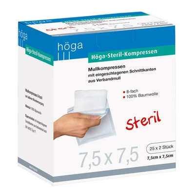 Abbildung von Höga kompressen 7,5x7,5 cm steril 8fach 25X2 St