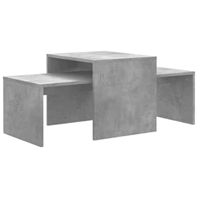 Abbildung von vidaXL Couchtisch Set Beistelltisch Satztisch Sofatisch Kaffeetisch Wohnzimmertisch Teetisch Telefontisch Betongrau 100x48x40cm Holzwerkstoff