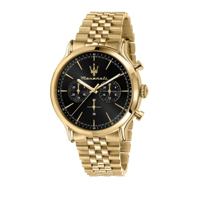 Abbildung von Maserati Epoca 42MM CHR Black DIAL BR YG Uhr Gold schwarz, Herren, Größe: One Size, schwarz