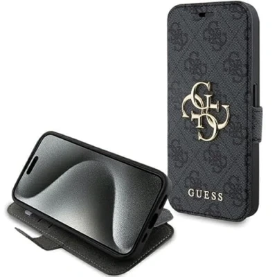 Abbildung von Guess GUBKP15L4GMGGR Hülle für iPhone 15 Pro 6.1&quot; grau Book 4G Metal Logo