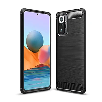Abbildung von CoverKingz Handyhülle für Xiaomi Redmi 10 / Prime Silikon Handy Hülle im Carbon Design Soft Case Phone Cover Schwarz