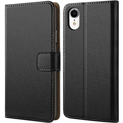 Abbildung von HOOMIL MagFlip Handyhülle für iPhone XR Hülle, [Erstklassige Verarbeitung] Premium Leder Klappbar Case Schutzhülle Kompatibel mit Tasche Schwarz