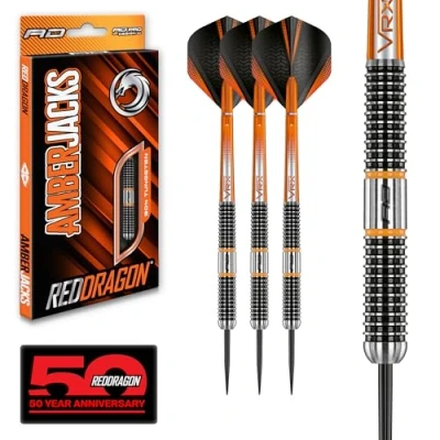 Abbildung von RED DRAGON Darts Amberjack 18 Serie 24g Stahlspitze Dart Set mit Flüge und Schäften