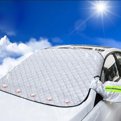 Abbildung von FINEVERNEK Frontscheibenabdeckung Auto, Scheibenabdeckung Auto Winter,Windschutzscheibenabdeckung,Scheibenabdeckung Frontscheibe Magnetisch Faltbar gegen Schnee, Frost, Staub,5