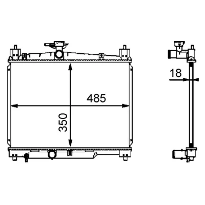Abbildung von MAHLE ORIGINAL CR 539 000S Kühler, Motorkühlung für Fahrzeuge mit/ohne Klimaanlage 485 350 18 Kühlrippen gelötet TOYOTA: Yaris I Schrägheck