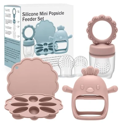 Abbildung von CLDY Baby Frucht Futterstation Muttermilch Formen für Eis am Stiel praktisches Babynahrungs Futterset, Silikon Gefrierfach, Lebensmittelbehälter Kleinkinder, Zahnen und Selbstfütterung