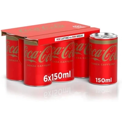 Abbildung von 24x Coca Cola mini Senza Caffeina dosen kohlensäurehaltiges Getränk 150ml Koks Ohne Koffein Softdrink kaffeinfrei