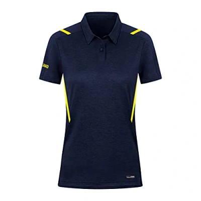 Abbildung von JAKO Damen Poloshirt Challenge, Marine Meliert/Neongelb, 34