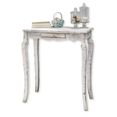 Abbildung von Loberon Konsole Barbey, Französischer Landhaus Stil, Dekorativer Vintage Charme, Geringe Tiefe, mit Kleiner Schublade, Antik Finish, Konsolentisch, Tannenholz, antikweiß