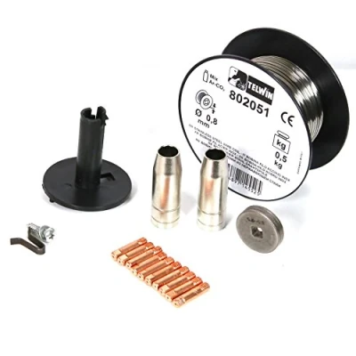 Abbildung von Telwin S.p.A. 802037 Edelstahl Schweisskit Durchmesser 0,8 mm für Mig Mag Schweissen, 230 V, Messing