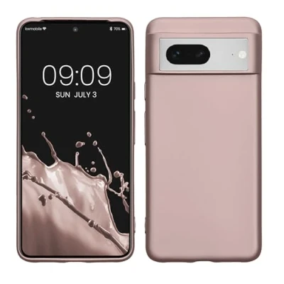 Abbildung von kwmobile Case kompatibel mit Google Pixel 8 Hülle Schutzhülle aus Silikon metallisch schimmernd Handyhülle Metallic Arctic Berry