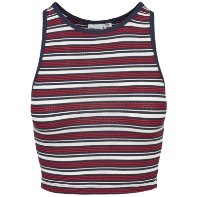 Abbildung von Urban Classics Ladies RIB Stripe Cropped TOP Top, Damen, Größe: Large, White/navy/fire red