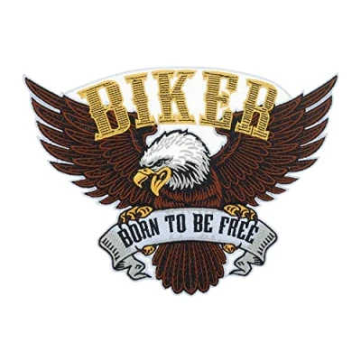 Abbildung von Finally Home Großer Born to be Free Biker Adler Patch zum Aufbügeln Motorrad Kutten Patches, Amerika Usa Rückenpatch, Weste Rückenaufnäher, Motorcycle Aufnäher für Lederwesten
