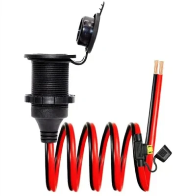 Abbildung von YOUNLEN Zigarettenanzünder,Zigarettenanzünderbuchse Wasserdicht Marine Grade 12V / 24V Gleichstrom Feuerzeugsteckdose Steckdose mit 14AWG 20A Anschlusskabel,für Auto Boot Motorrad 1M