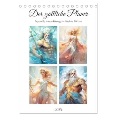 Abbildung von Der göttliche Planer. Aquarelle von antiken griechischen Göttern (Tischkalender 2025 DIN A5 hoch), CALVENDO Monatskalender