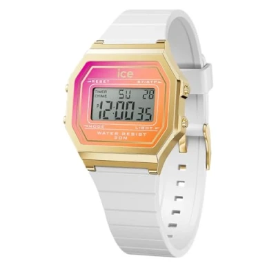 Abbildung von Ice WATCH Digit Retro White Sunkissed Weiße Damenuhr mit Plastikarmband 022720 (Small)