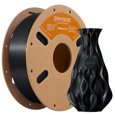 Abbildung von ERYONE PLA Filament 1.75 mm, 3D Drucker PLA, Maßgenauigkeit +/ 0,03 mm 1 kg/Spule, Pechschwarz