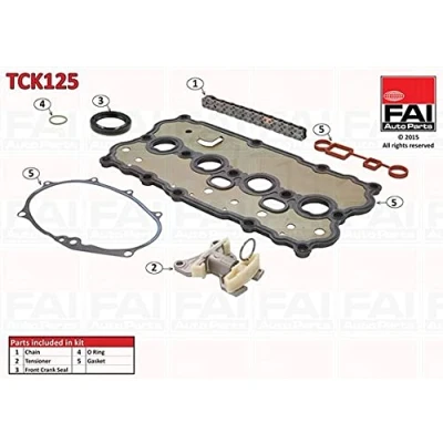 Abbildung von FAI AutoParts TCK125 Steuerkettensatz mit Dichtungen, ohne Zahnräder Simplex, Bolzenkette VOLKSWAGEN: Golf 5 Schrägheck, Touran I, AUDI: A3 Schrägheck