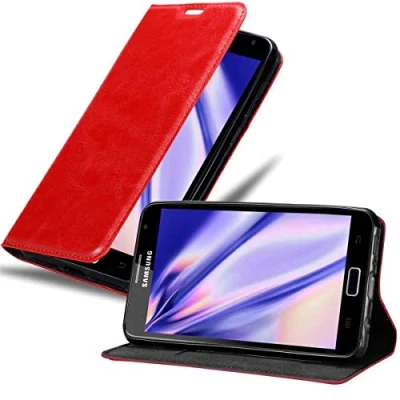 Abbildung von Cadorabo Hülle kompatibel mit Samsung Galaxy Note 1 aus Premium Kunst Leder Flip Klappbare Stoßfeste Magnetische [Standfunktion] [Kartenfächern] Cover für Tasche in Rot