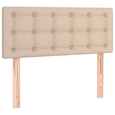 Abbildung von vidaXL Kopfteil, Bettkopfteil mit Holzbeinen, Höhenverstellbar Polsterkopfteil für Bett, Betthaupt Bettzubehör Schlafzimmer, Cappuccino Braun 100x5x78/88cm Kunstleder