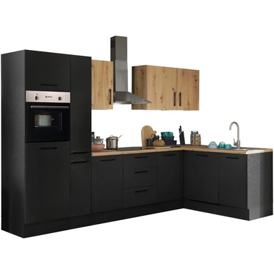 Abbildung von BASIC by Balculina Winkelküche &quot;Turin&quot;, Breite 310 cm, wahlweise mit E Geräten