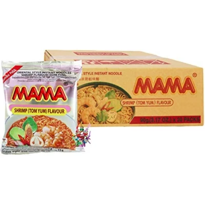 Abbildung von yoaxia ® 20er Pack [ 20x 90g ] Instant Nudeln mit Tom Yum Garnelengeschmack/JUMBO Pack/Tom Shrimp Flavour/orientalischer Art + ein kleiner Glücksanhänger gratis