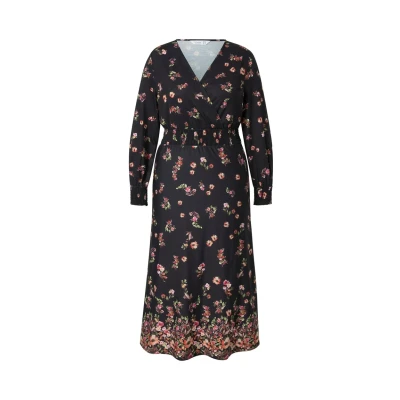 Abbildung von MIAMODA Jerseykleid Maxikleid A Linie Blütendruck Langarm