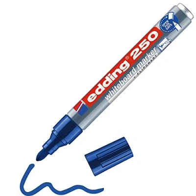 Abbildung von edding 250 Whiteboardmarker blau 10 Whiteboard Stifte Rundspitze 1,5 3 mm Boardmarker abwischbar für Whiteboard, Flipchart, Magnettafel, Pinnwand, Memoboard Sketchnotes nachfüllbar
