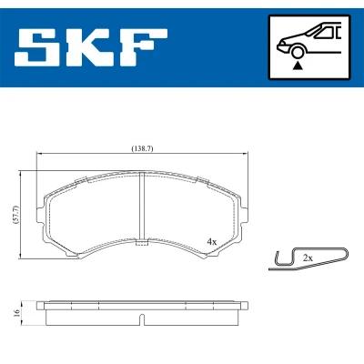 Abbildung von SKF VKBP 80252 A Bremsbelagsatz mit akustischer Verschleißwarnung MITSUBISHI: Pajero 4, 3 SUV Cabrio, Classic