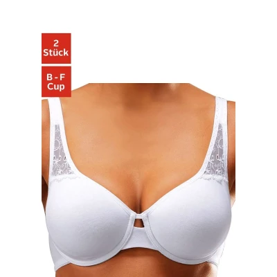 Abbildung von Lascana 2 PACK Bügel BH, Damen, Größe: 100E, Weiß + schwarz