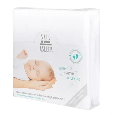 Abbildung von roba Matratzenschoner 60 x 120 70 140 cm Wasserdichte &amp; atmungsaktive Matratzenauflage für Babys/Kinder safe asleep® GOTS und Oeko Tex 100 Babybetten Weiß