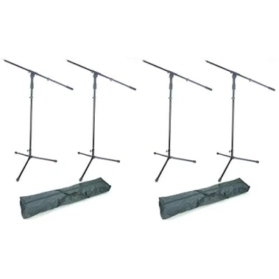 Abbildung von 4 x PROFI Mikrofonständer S22B icl. 2 Tragetasche Mikrofon Stativ Ständer schwarz mit Galgen/Schwenkarm