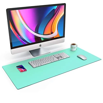 Abbildung von CSL Tischunterlage Schreibtischunterlage 90 x 40cm Premium PU Leder Schreibunterlage zusätzliche Anti Rutsch Beschichtung wasserdicht XXL Mauspad für Büro u Home Office 900x400 mm Mint Grün