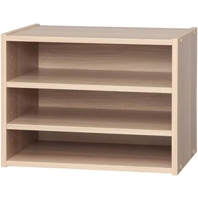 Abbildung von Iris Ohyama, Kleines Aufbewahrungsmöbel, Nachttisch, Beistellmöbel, 3 verstellbare Regale alle 3.2 cm, Büro, Schlafzimmer, Wohnzimmer Stack Box STB 400T Hellbraun