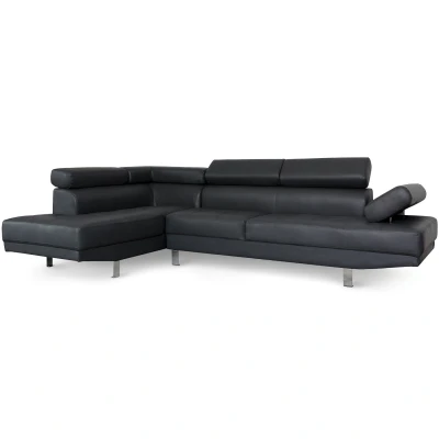 Abbildung von Menzzo Ecksofa mit gepolsterten Kopfteilen Alfa Black