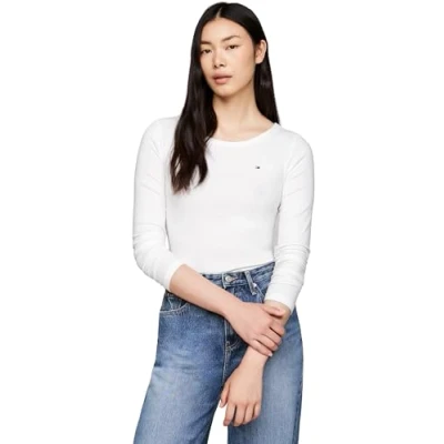 Abbildung von Tommy Hilfiger SLIM Langarmshirt, Damen, Größe: XXS, Ecru