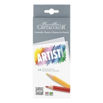 Abbildung von CRETACOLOR Artist Studio, Buntstifte permanent, 12 Farben sortiert, leuchtende und satte Farben, feinste Qualität, hoch pigmentiert, permanente
