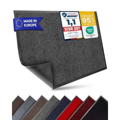 Abbildung von Entrando Fußmatte für innen und außen, waschbar, robust, rutschfest, saugfähig Eingangsbereich, Flur, Büro (90x150 cm, Anthrazit)