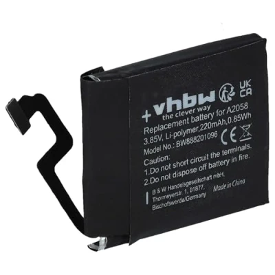 Abbildung von vhbw Akku kompatibel mit Apple Watch 4 40mm, A1975, A1977, A2007 Smartwatch Uhr Fitnessarmband (220mAh, 3,85V, Li Polymer)