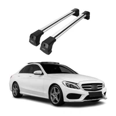 Abbildung von OMAC Dachträger Gepäckträger kompatibel mit Mercedes C Klasse W205 2014 2021 Aluminium Grau