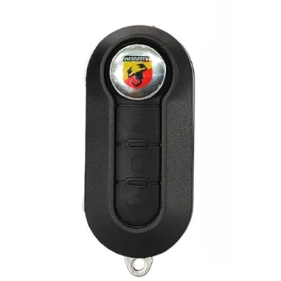 Abbildung von Ersatzschlüssel für Fernbedienung, Gehäuse mit 3 Tasten, kompatibel 500 Abarth + Logo