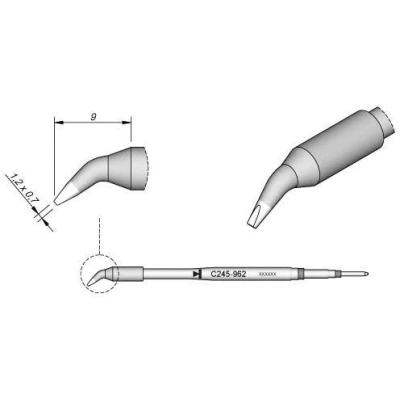 Abbildung von JBC Lötspitze Serie C245 Sondertypen, C245965/1,9 mm, Hohlkehle, abgeschrägt C245965 (2045 2245 Loetkartusche Loetpatrone Loetspitze Lötkartusche Lötpatrone Wave)