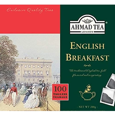 Abbildung von Ahmad Tea English Breakfast Schwarzer Frühstückstee Assam &amp; Ceylon Tee Englische Teebeutel ohne Band mit 2g pro Portion 100