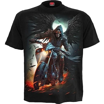 Abbildung von Spiral Night Rider Männer T Shirt schwarz XXL 100% Baumwolle Basics, Biker, Rockwear, Totenköpfe