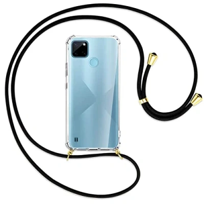 Abbildung von mtb more energy® Handykette kompatibel mit Realme C21 Y, C21Y, C25Y (6.5&#039;&#039;) schwarz/Gold Smartphone Hülle zum Umhängen Anti Shock Strong TPU Case